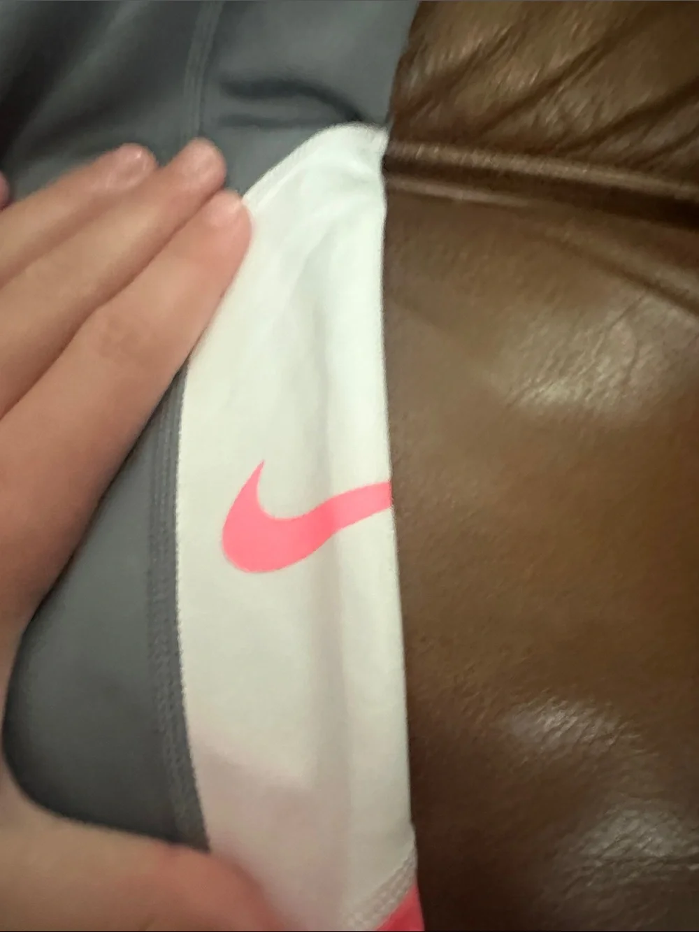 Nike Girls' Gray, White & Pink Colorblock Leggings